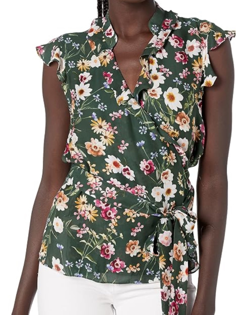 Parker Miranda Cap Sleeve Wrap Floral Blouse